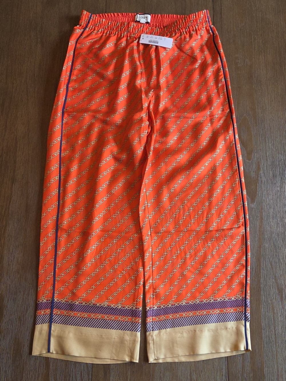 J. Crew Collection Pull-On Silk-Twill Pant Women’s  Link Pattern Sz 4 NWT